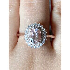 Designer 925 sterling silver 14k rose gold vermeil natural peach morganite ring